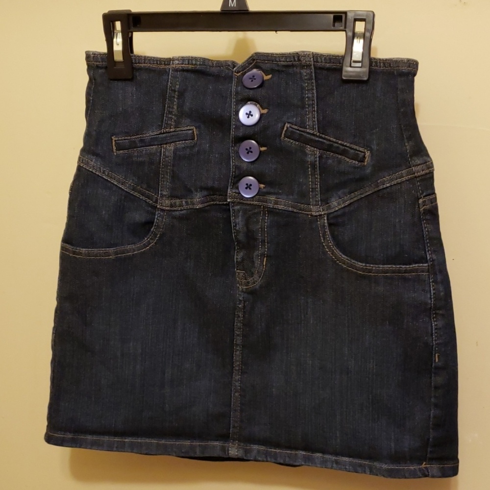 For Me Jean's Waisted Denim Mini Skirt